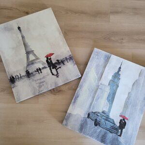 Canvas Painting Wall Art Frame Decor Paris Eiffel Tower New York Lovers Red